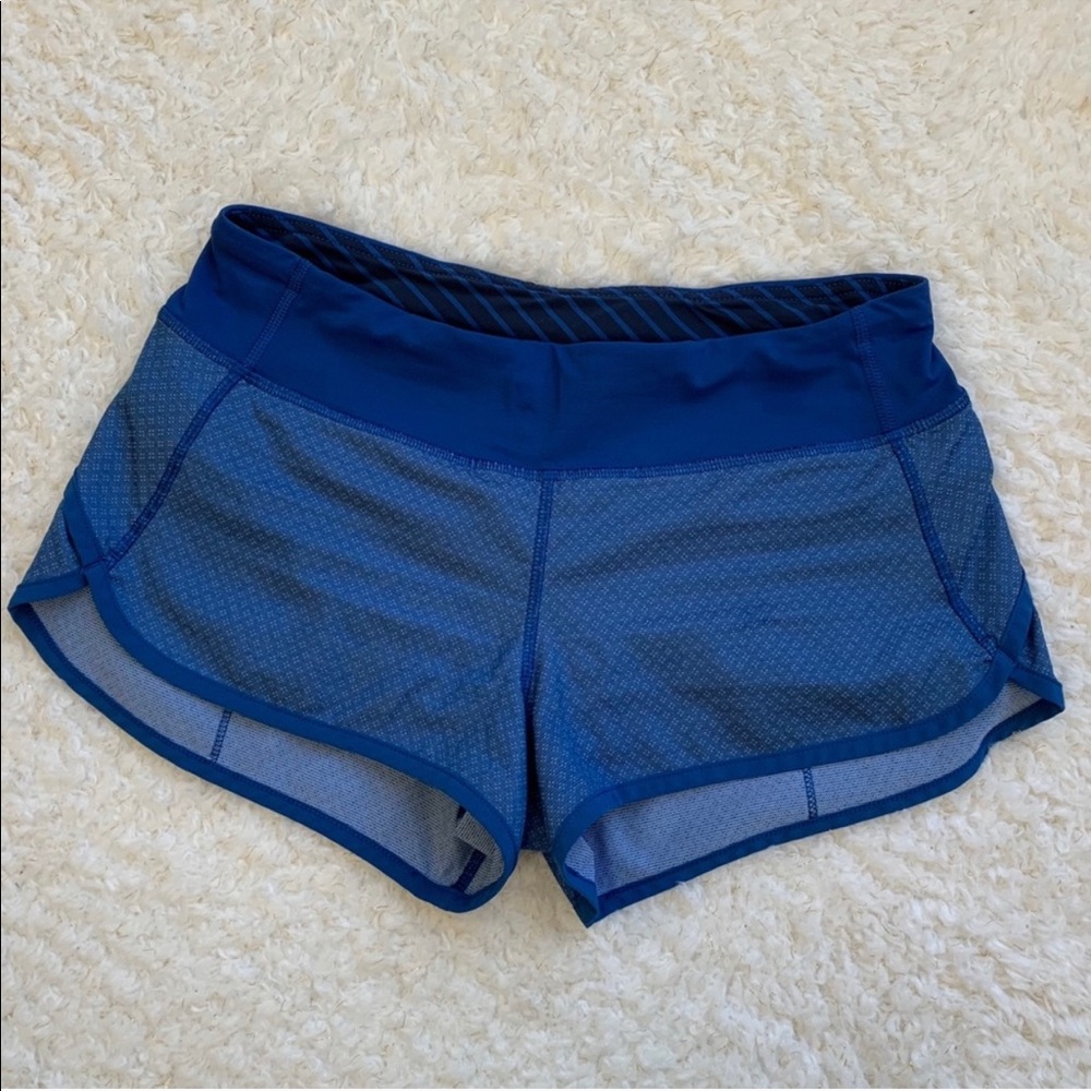 Lululemon Speed Short Diamond Dot Wicking Blue 4